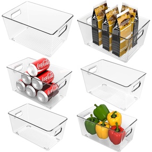Ohuhu Fridge Organizers Storage Clear Bins Large 6PCS Refrigerator Pantry Organization Stackable Containers Snack Fruit Veggie Egg Freezer Organizing Food-Grade Shatter-Resistant for Kitchen Cabinet