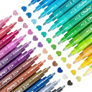 Ohuhu Glitter Markers Pen: 12 Glitter Colors Metallic Shimmer Marker Round Tip Water-based Ink for Kids Adults DIY Crafts Greeting Birthday Cards Making Mugs Wood Medium Tip 3.0mm(24 Colors)