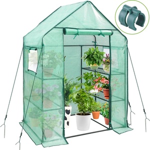 Ohuhu Greenhouse for Outdoors with Mesh Side Windows, 3 Tiers 4 Shelves Small Walk-In Green House Plant Stands Plastic PE Cover Outside Portable Warm House for Seedling Flowers Growing, 4.8×2.5×6.4 FT(Green)