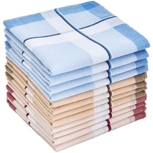 Ohuhu Handkerchiefs for Men, 12PCS 100% Cotton Classic Pocket Squares Set, Gift(Blue&red&brown)