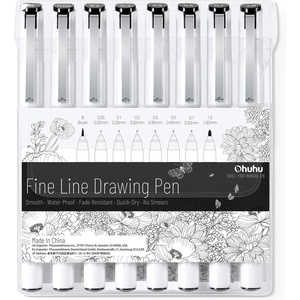 Ohuhu Liquid Fineliner Drawing Pens: 9 Sizes Micro Pens Drawing Pens Pigment Black Ink Water-proof Alcohol-proof Assorted Point Tips Smooth Writing Sketching Journaling Anime Artist Beginners – Kohala(8)