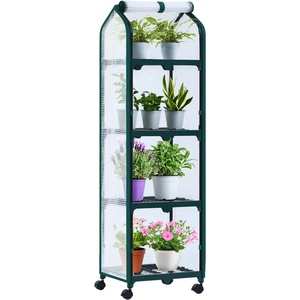Ohuhu Mini Greenhouse for Indoor Outdoor, Small Plastic Plant Green House with Locking Wheels Portable Greenhouses with Durable Cover for Seedling, Ideal Gardening Gifts for Women Men Transparent(White)