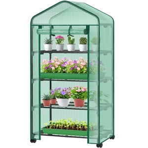 Ohuhu Mini Greenhouse for Indoor Outdoor, Small Plastic Plant Green House with Locking Wheels Portable Greenhouses with Durable Cover for Seedling, Ideal Gardening Gifts for Women Men Transparent(Green)