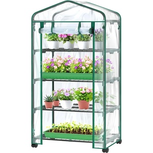 Ohuhu Mini Greenhouse for Indoor Outdoor, Small Plastic Plant Green House with Locking Wheels Portable Greenhouses with Durable Cover for Seedling, Ideal Gardening Gifts for Women Men Transparent(Clear)