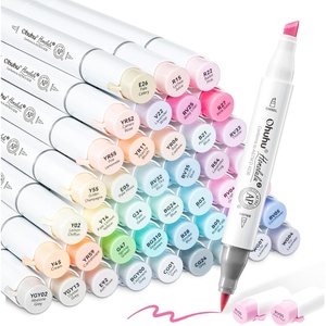Ohuhu Pastel Alcohol Brush Markers- 48 Colors of Honolulu 2 Sweetness – AP Certificated -Alcohol Based Double Tipped Art Marker Set for Artist Adults Coloring Illustration- Brush & Chisel – Refillable(Brush & Chisel)