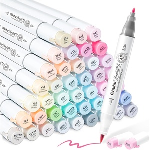 Ohuhu Pastel Alcohol Brush Markers- 48 Colors of Honolulu 2 Sweetness – AP Certificated -Alcohol Based Double Tipped Art Marker Set for Artist Adults Coloring Illustration- Brush & Chisel – Refillable(Brush & Fine)