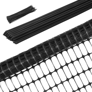 Ohuhu Plastic Garden Fence Safety Fence, 3.4’x100′ Reusable Garden Fence Roll with 25Pcs 4FT Thicker Stakes, Temporary Fencing for Animal Barrier Construction Snow Fence Poultry Rabbits Chicken Dogs