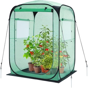 Ohuhu Pop Up Greenhouse for Outdoors, Portable Walk-in Mini Green House with Removable PE Mat & Mesh Window Fast Set-up GreenHouses for Indoor Outside Protecting Plant from Cold Frost & Birds(Green)