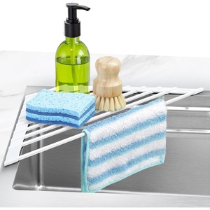 Ohuhu Roll Up Dish Drying Rack, Over The Sink Multipurpose Roll-Up Dish Racks, 16.5″ W x 13″ L Rolling Heat-Resistant Anti-Slip Silicone Coated Dish Drainer Portable Foldable for Kitchen Counter(White)
