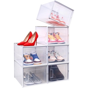 Ohuhu Shoe Storage, Ultra Large Shoe Organizer Heavy Duty 6 Pack Plastic Storage Bins Container Boxes Clear Stackable Sneaker Case Drawers Front Opening for Closet and Entryway Fit up to US Size 14