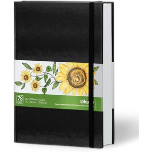 Ohuhu Sketchbook Marker Paper Pad: 8.3″x8.3″ Square Art Sketch Book Drawing Papers 78 Sheets/156 Pages 120 LB/200 GSM Hardcover Sketching Books for Alcohol Markers Heavyweight Sketchpad Christmas Gift(8.3″ x 11.7″)