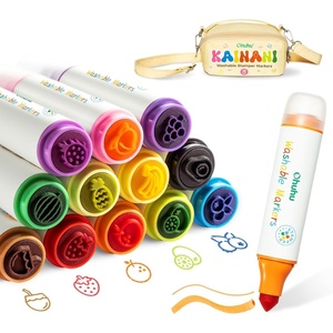 Ohuhu Stamper Washable Markers for Kids 12 Colors Water-based Dual Tips Stamp & Broad Line Tip Kids Markers Coloring Markers for Kids Preschool Classroom Supplies Age 3+ – Kainani
