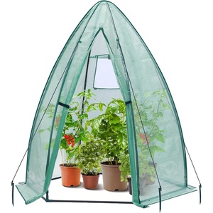 Portable Greenhouse for Outsides, Ohuhu Heavy Duty Green House Tent with Durable PE Cover, Garden Plant Protector with Zippered Door Mesh Window for Vegetables Flowers Fruits Herbs, 63x54x71 Inch(pointed roof – green)