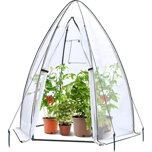 Portable Greenhouse for Outsides, Ohuhu Heavy Duty Green House Tent with Durable PE Cover, Garden Plant Protector with Zippered Door Mesh Window for Vegetables Flowers Fruits Herbs, 63x54x71 Inch(pointed roof – white)