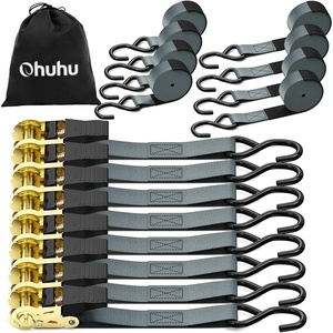 Ratchet Tie Down Strap 8-Pack 15 Ft – 500 lbs Load Cap with 1500 lbs Breaking Limit, Ohuhu Ratchet Tie Downs Logistic Cargo Straps for Moving Appliances Motorcycle Blue(Grey)