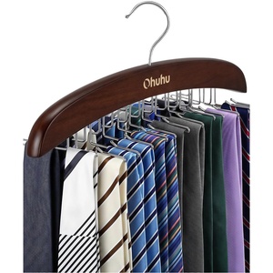 Tie Rack Hanger for Closet: Ohuhu 2 Packs 24 Folding Hooks Tie Hangers for Men Wooden Tie Holder Organizer Space Saving Necktie Storage 360 Degree Rotating Ties Belts Scarves Tank Tops-Walnut(Walnut)