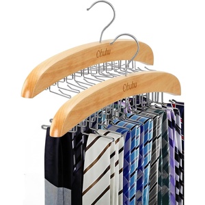 Tie Rack Hanger for Closet: Ohuhu 2 Packs 24 Folding Hooks Tie Hangers for Men Wooden Tie Holder Organizer Space Saving Necktie Storage 360 Degree Rotating Ties Belts Scarves Tank Tops-Walnut(Burlywood-2 Pack)
