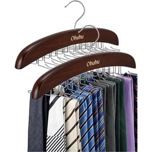 Tie Rack Hanger for Closet: Ohuhu 2 Packs 24 Folding Hooks Tie Hangers for Men Wooden Tie Holder Organizer Space Saving Necktie Storage 360 Degree Rotating Ties Belts Scarves Tank Tops-Walnut(Walnut-2 Pack)