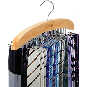 Tie Rack Hanger for Closet: Ohuhu 2 Packs 24 Folding Hooks Tie Hangers for Men Wooden Tie Holder Organizer Space Saving Necktie Storage 360 Degree Rotating Ties Belts Scarves Tank Tops-Walnut(Burlywood)