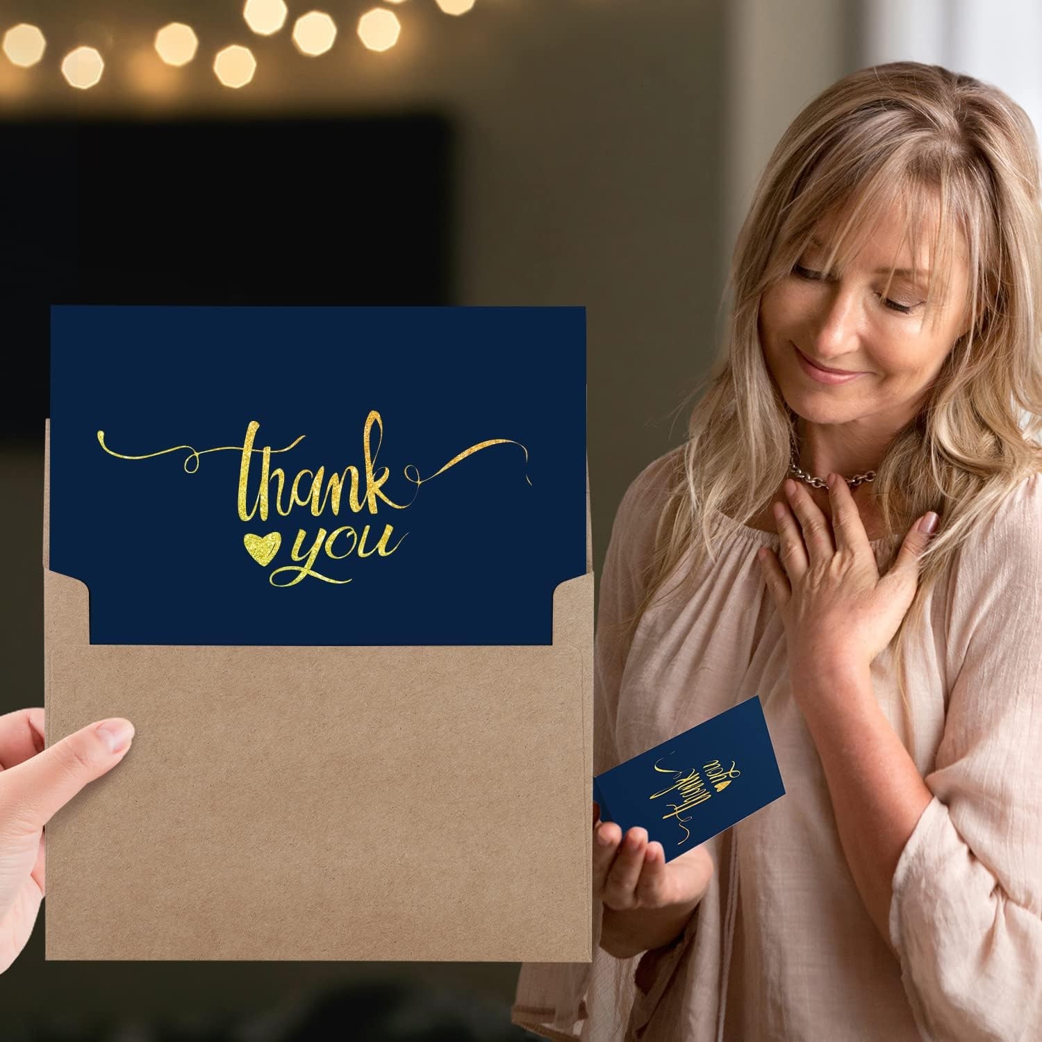 image:image100 Thank You Cards Bulk Navy Blue and Gold Designs Thank You Notes Box Set with SelfSeal Envelopes and Stickers Elegant 8 Design Greeting Card for Wedding Baby Shower Business Graduation Birthday