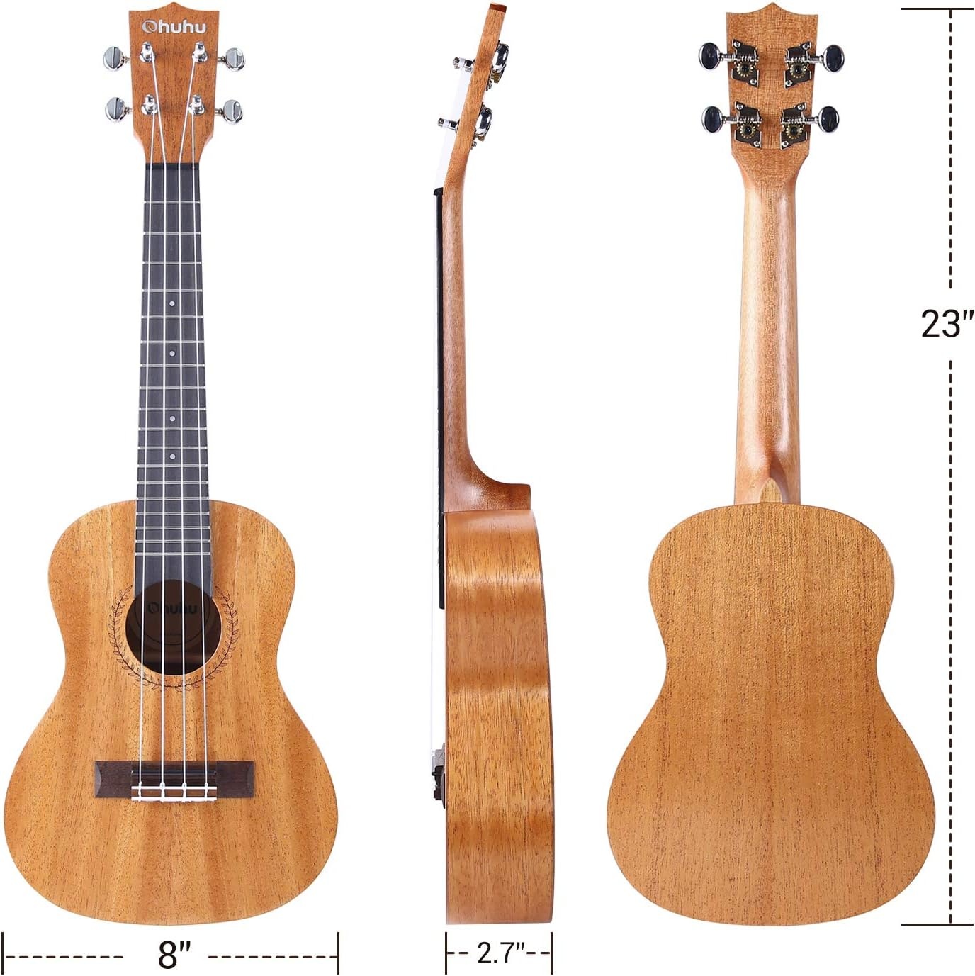 image:image23 Inch Ukelele for Adults Ohuhu Concert Ukuleles for Uke Beginners with Ukalalee Backpack Style Gig Bag Ukelele Strap Strap Pins and Aquila Strings Installed for Mother Father Gift Idea
