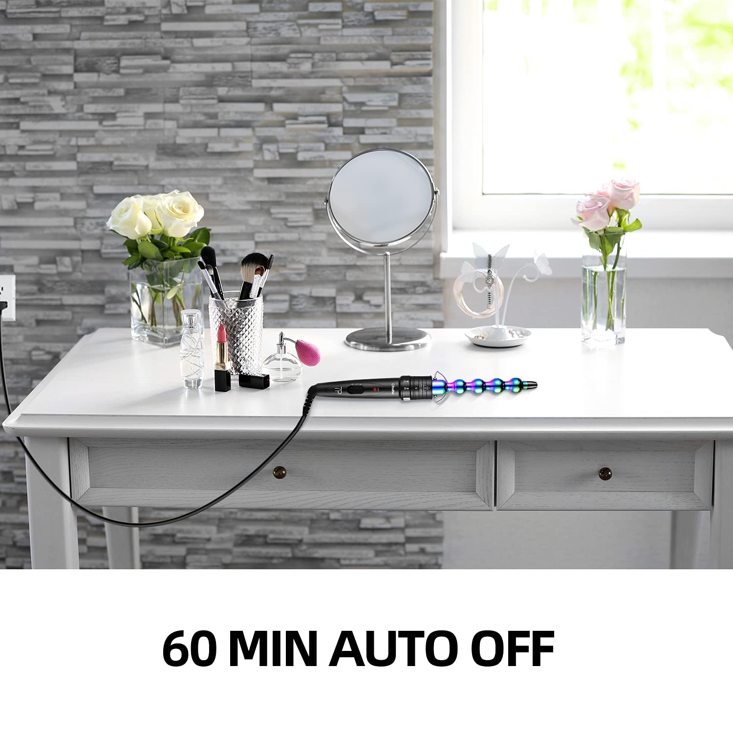 image:image7 in 1 Curling Iron Wand Set Ohuhu Upgrade Curling Wand with 7Pcs 035 to 125 Inch Interchangeable Ceramic Barrels and Heat Protective Glove Gifts Rainbow Color