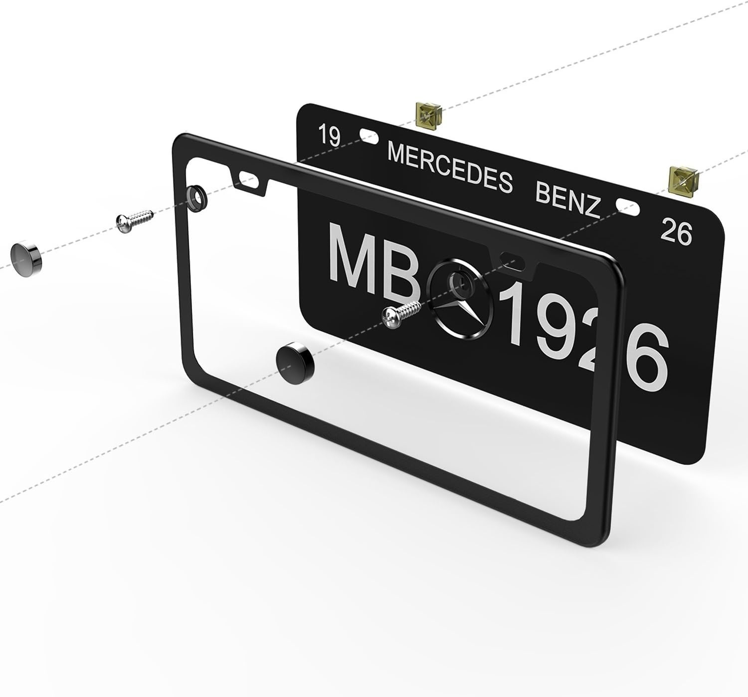 image:imageBlack License Plate Frames Ohuhu 2 PCS Matte Aluminum Car License Plate Holder Slim Design with Bolts Washer Caps 2 Holes Licenses Plate Metal Covers Automotive Exterior Accessories for US Vehicles