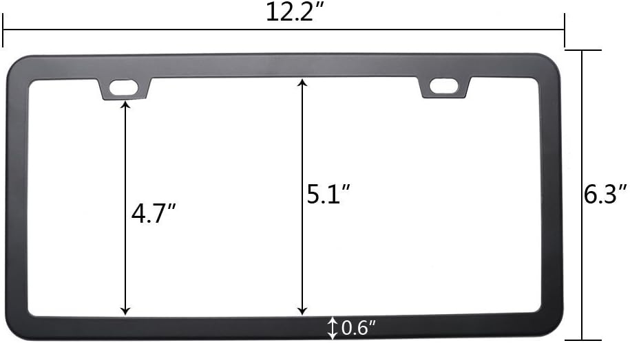 image:imageBlack License Plate Frames Ohuhu 2 PCS Matte Aluminum Car License Plate Holder Slim Design with Bolts Washer Caps 2 Holes Licenses Plate Metal Covers Automotive Exterior Accessories for US Vehicles