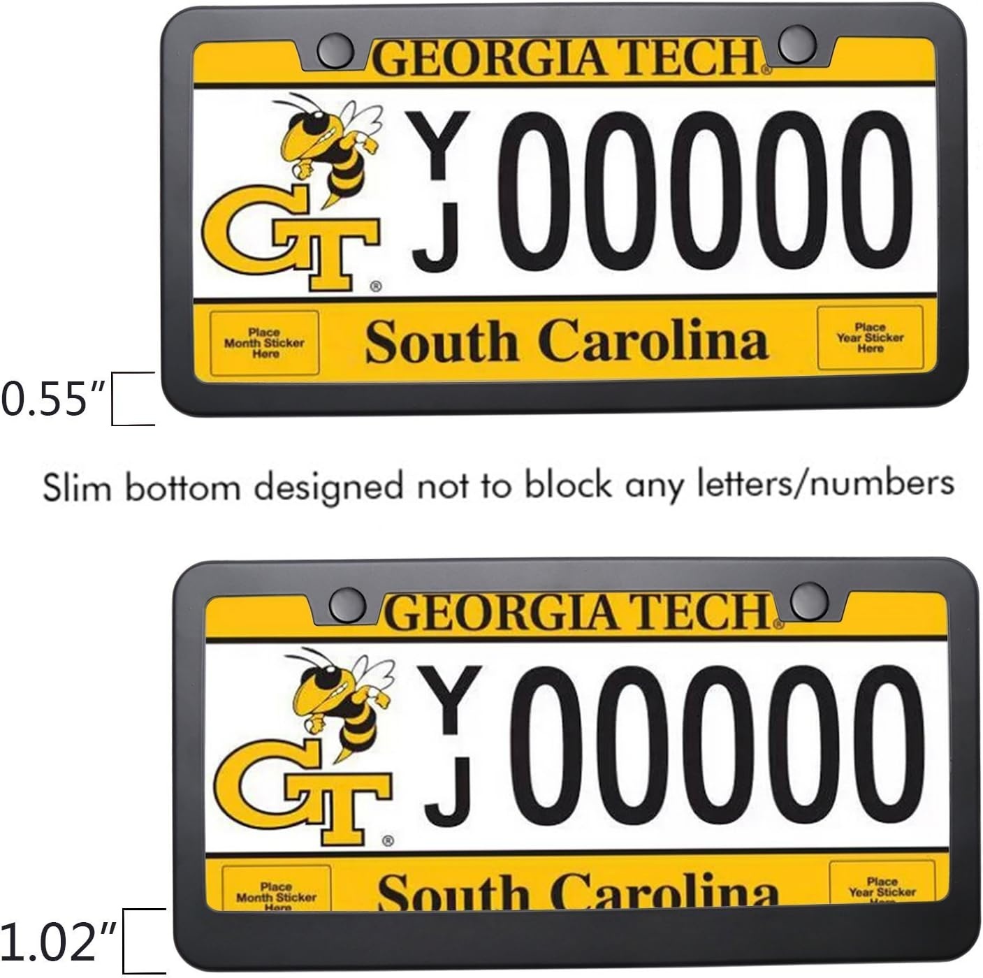 image:imageBlack License Plate Frames Ohuhu 2 PCS Matte Aluminum Car License Plate Holder Slim Design with Bolts Washer Caps 2 Holes Licenses Plate Metal Covers Automotive Exterior Accessories for US Vehicles