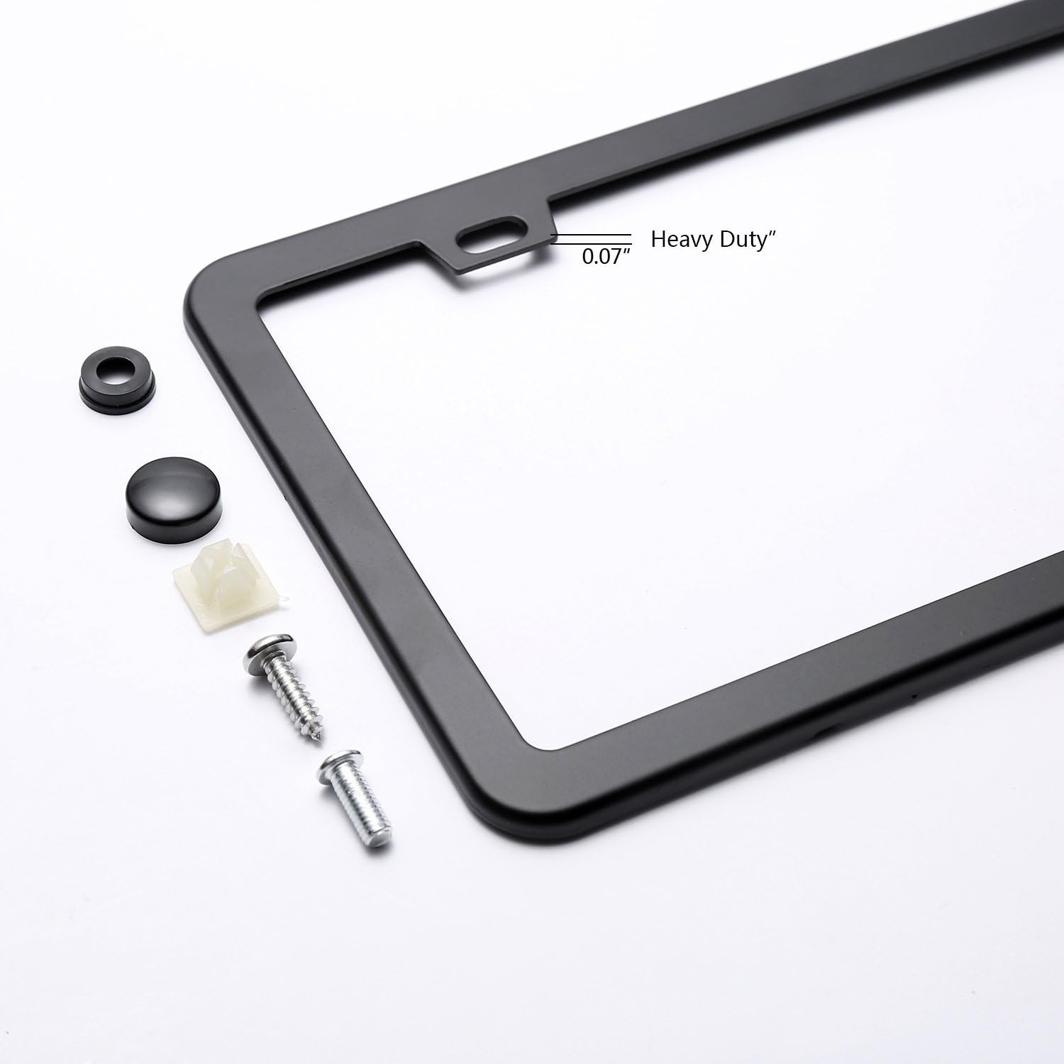 image:imageBlack License Plate Frames Ohuhu 2 PCS Matte Aluminum Car License Plate Holder Slim Design with Bolts Washer Caps 2 Holes Licenses Plate Metal Covers Automotive Exterior Accessories for US Vehicles
