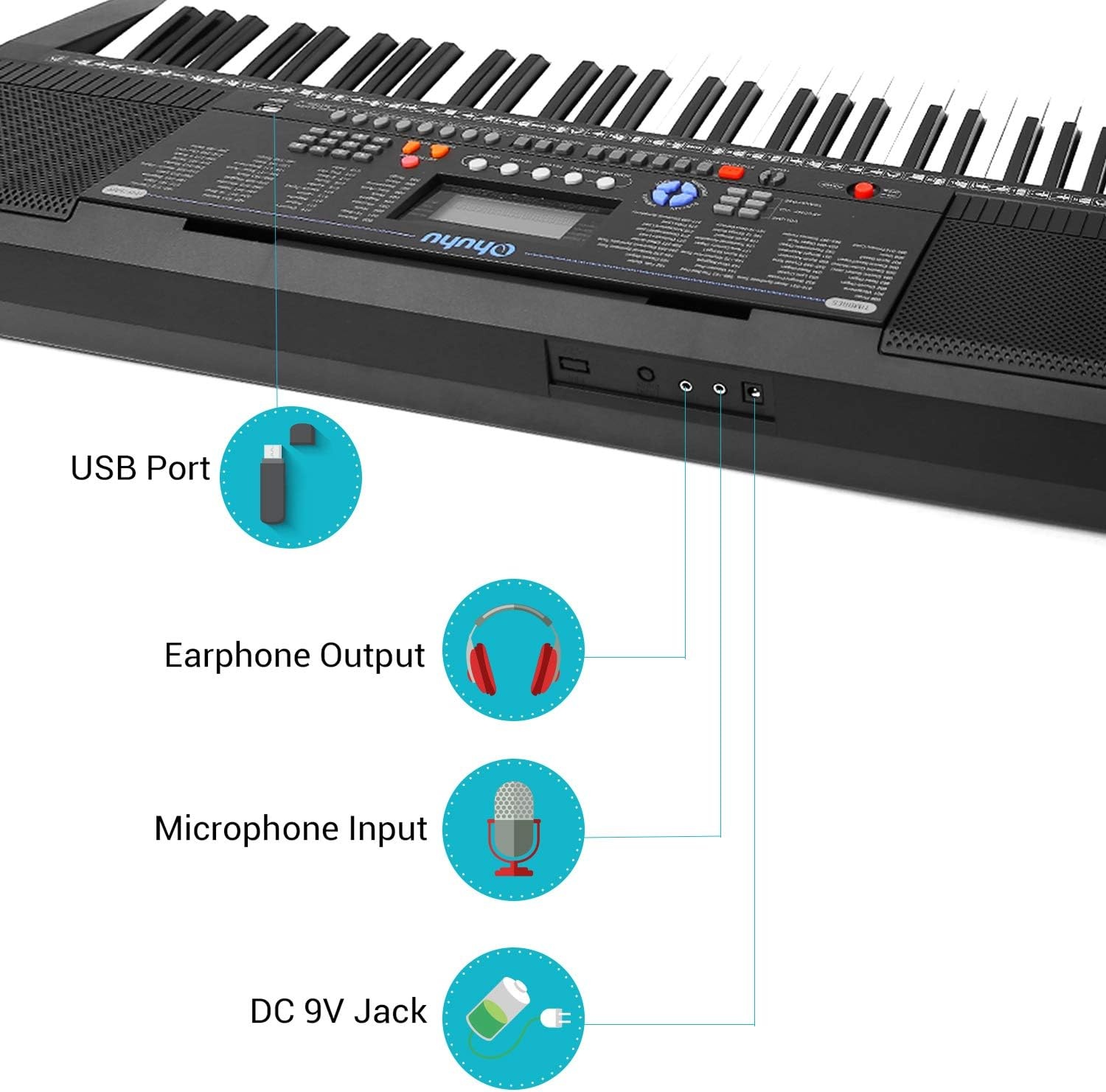 image:imageElectric Keyboard Piano 61 Keys Ohuhu Musical Piano Keyboard with Headphone Jack USB Port amp Teaching Modes for Beginners