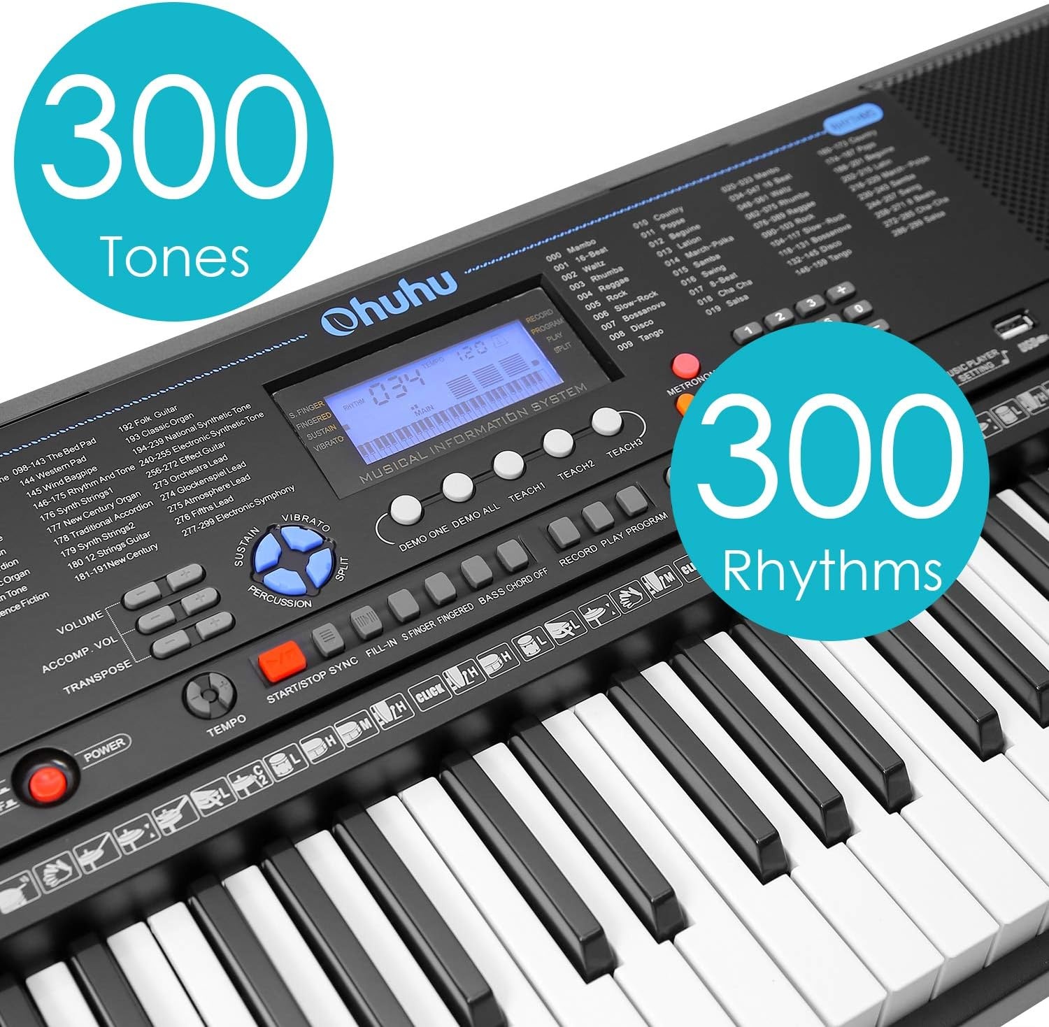 image:imageElectric Keyboard Piano 61 Keys Ohuhu Musical Piano Keyboard with Headphone Jack USB Port amp Teaching Modes for Beginners