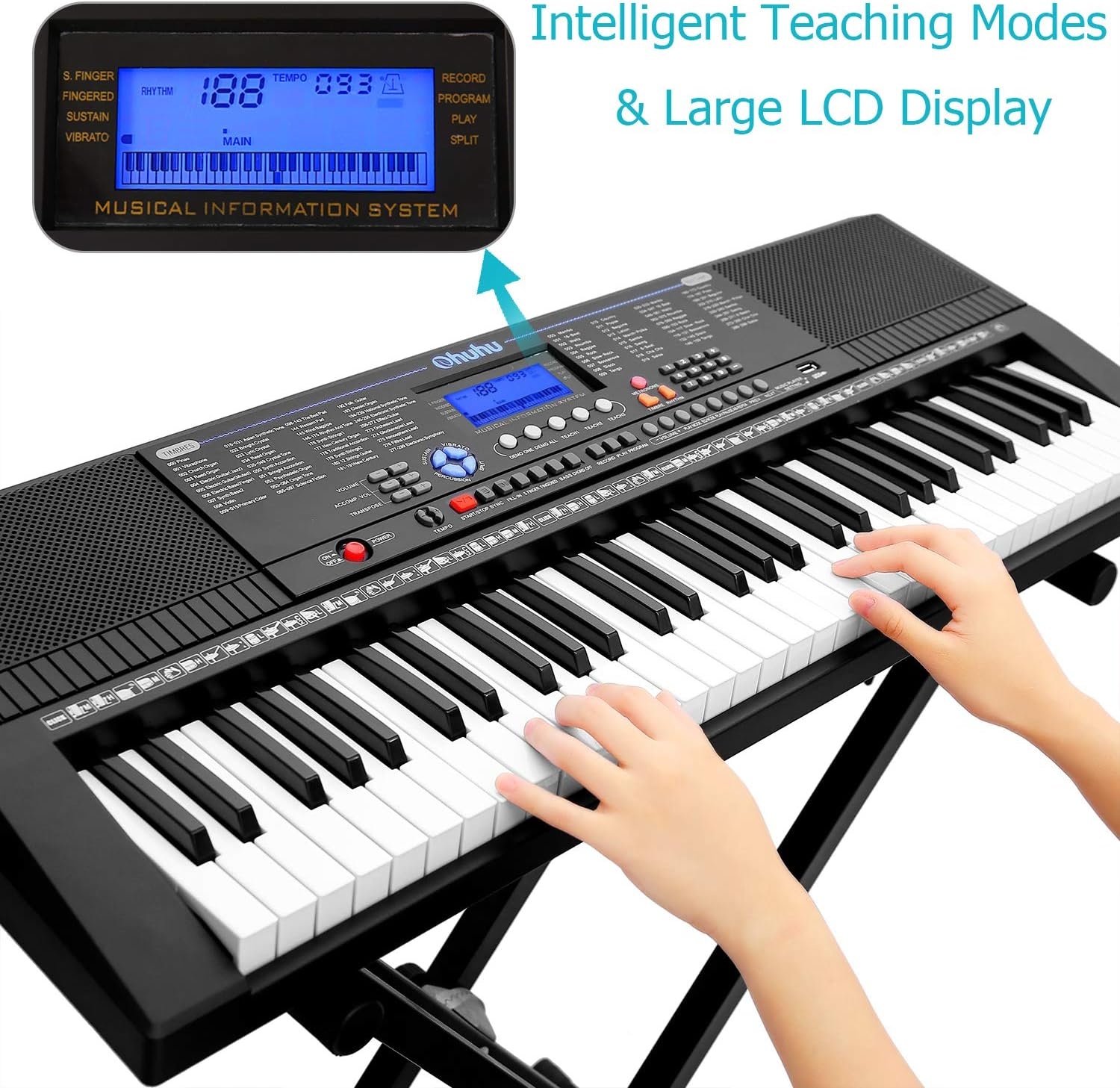 image:imageElectric Keyboard Piano 61 Keys Ohuhu Musical Piano Keyboard with Headphone Jack USB Port amp Teaching Modes for Beginners