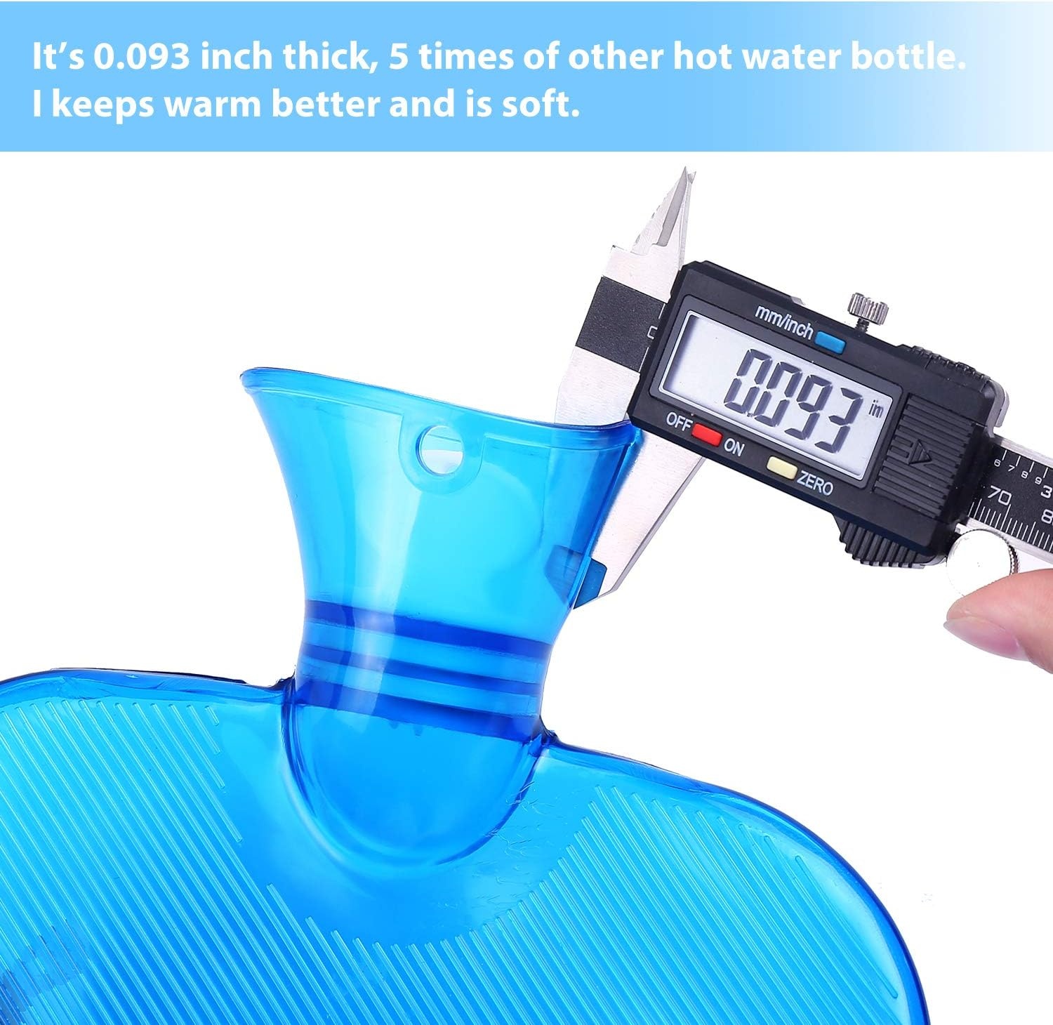 image:imageHot Water Bottle with Cover Ohuhu 2L Classic Premium Transparent Hot or Cold Water Bag with Knit Cover for Pain Relief Hot Pack Therapy 2000ml 68oz Blue Home and Outdoor