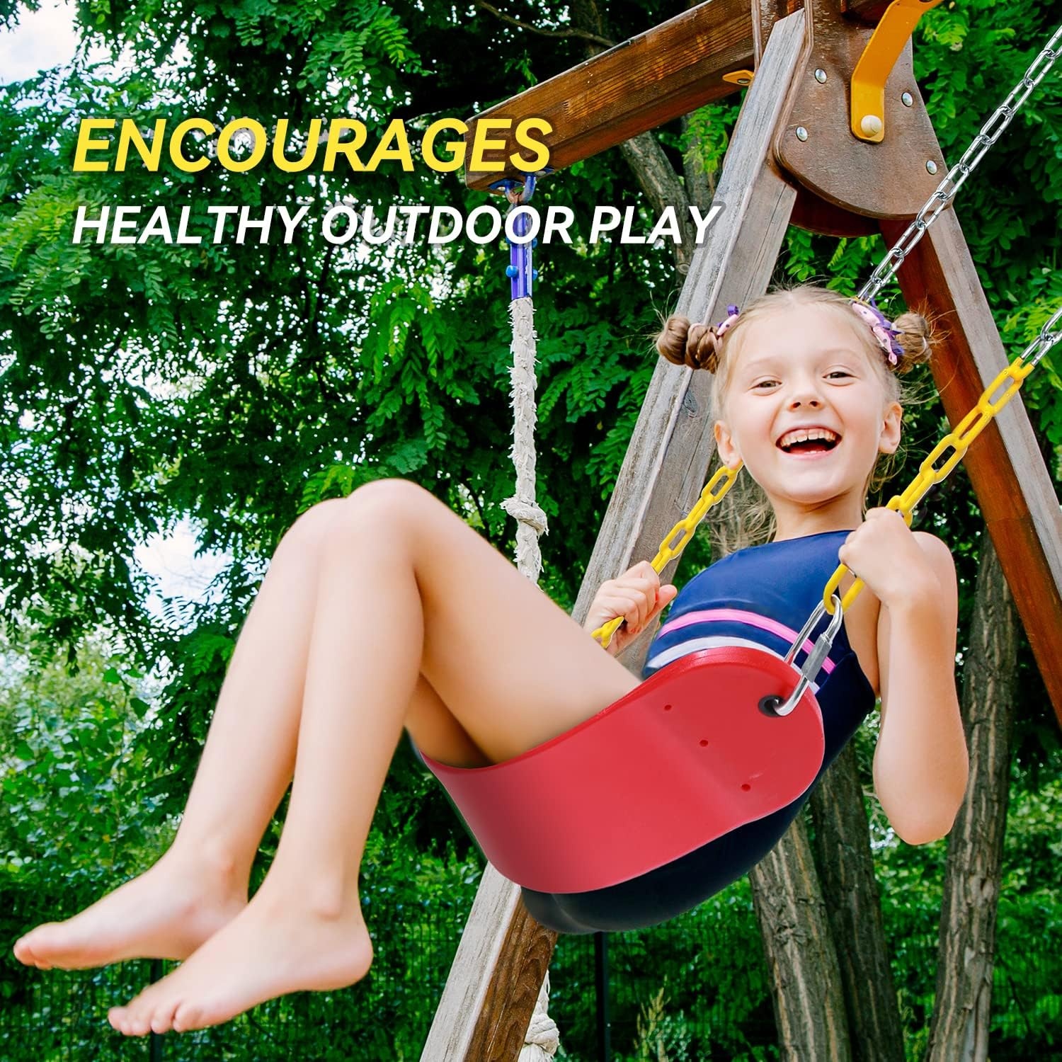 image:imageOhuhu 2 Pack Swing Set for Tree Heavy Duty Swing Seat amp Climbing Rope Disc Swing Outdoor Playground Backyard Flying Swing Toys for Kids Adults Swingset Accessories Included Snap Hook amp Strap