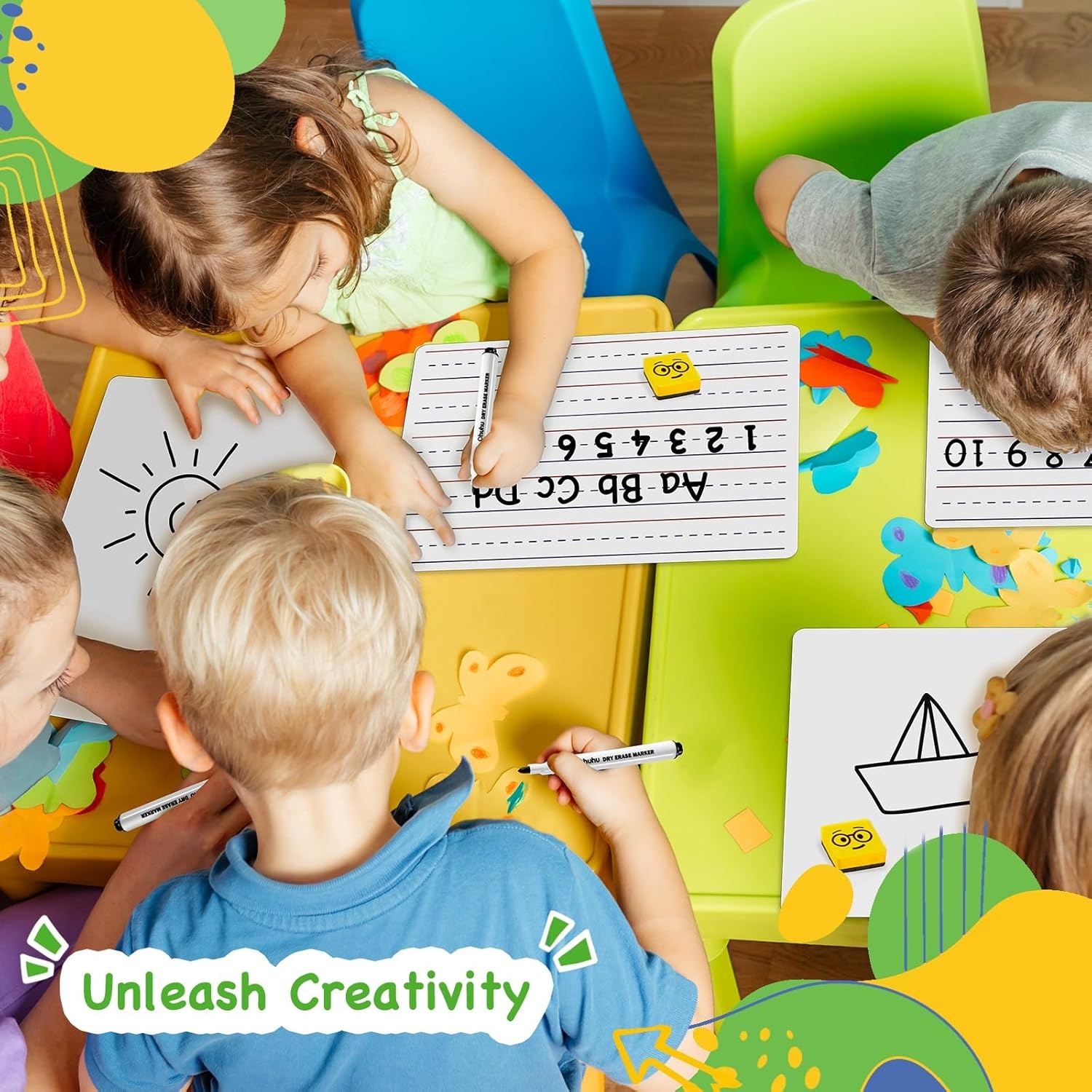 image:imageOhuhu 25 Pack LinedPlain Dry Erase Boards 9x12 DoubleSided White Board Class Set Includes 25 Mini Whiteboards 25 Black Markers and 25 Erasers for Classroom School Office Students Teachers