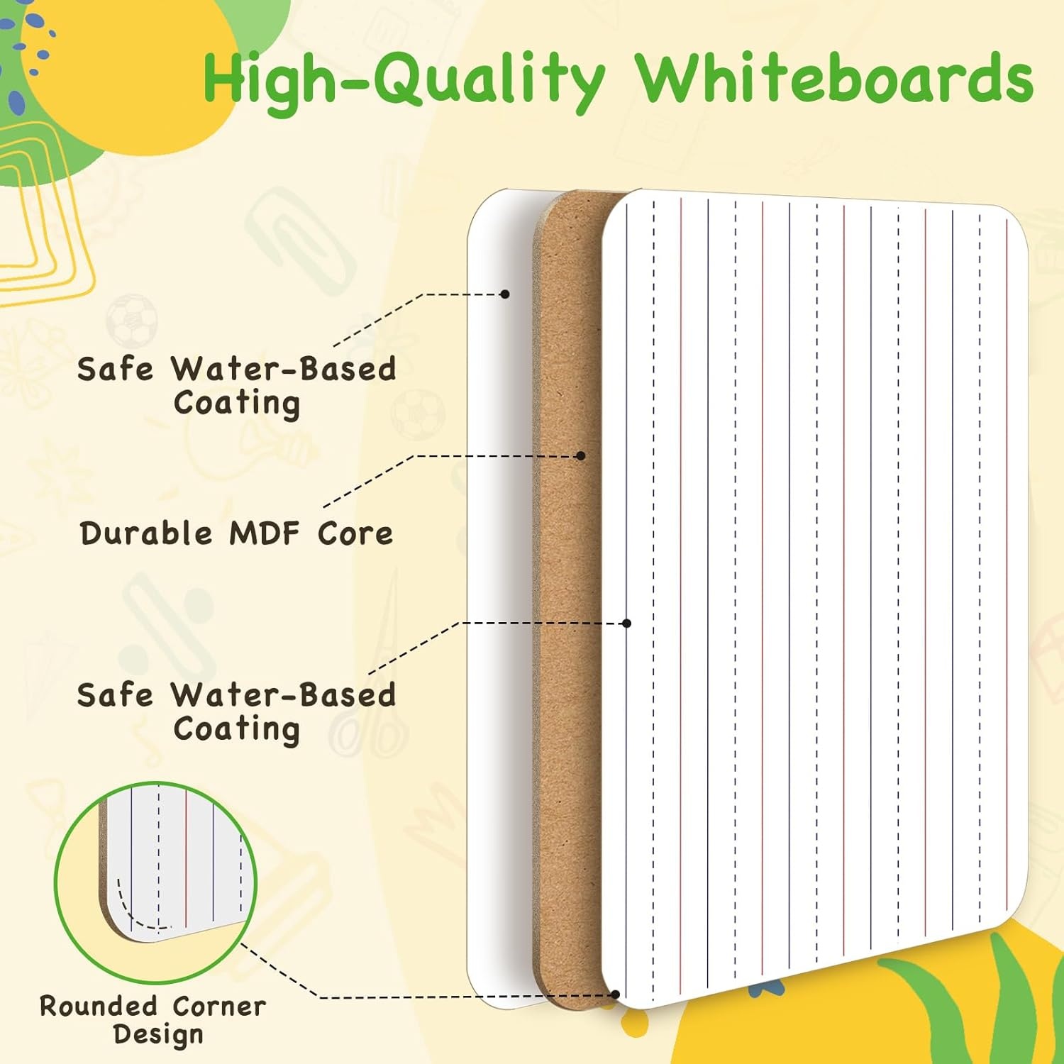 image:imageOhuhu 25 Pack LinedPlain Dry Erase Boards 9x12 DoubleSided White Board Class Set Includes 25 Mini Whiteboards 25 Black Markers and 25 Erasers for Classroom School Office Students Teachers