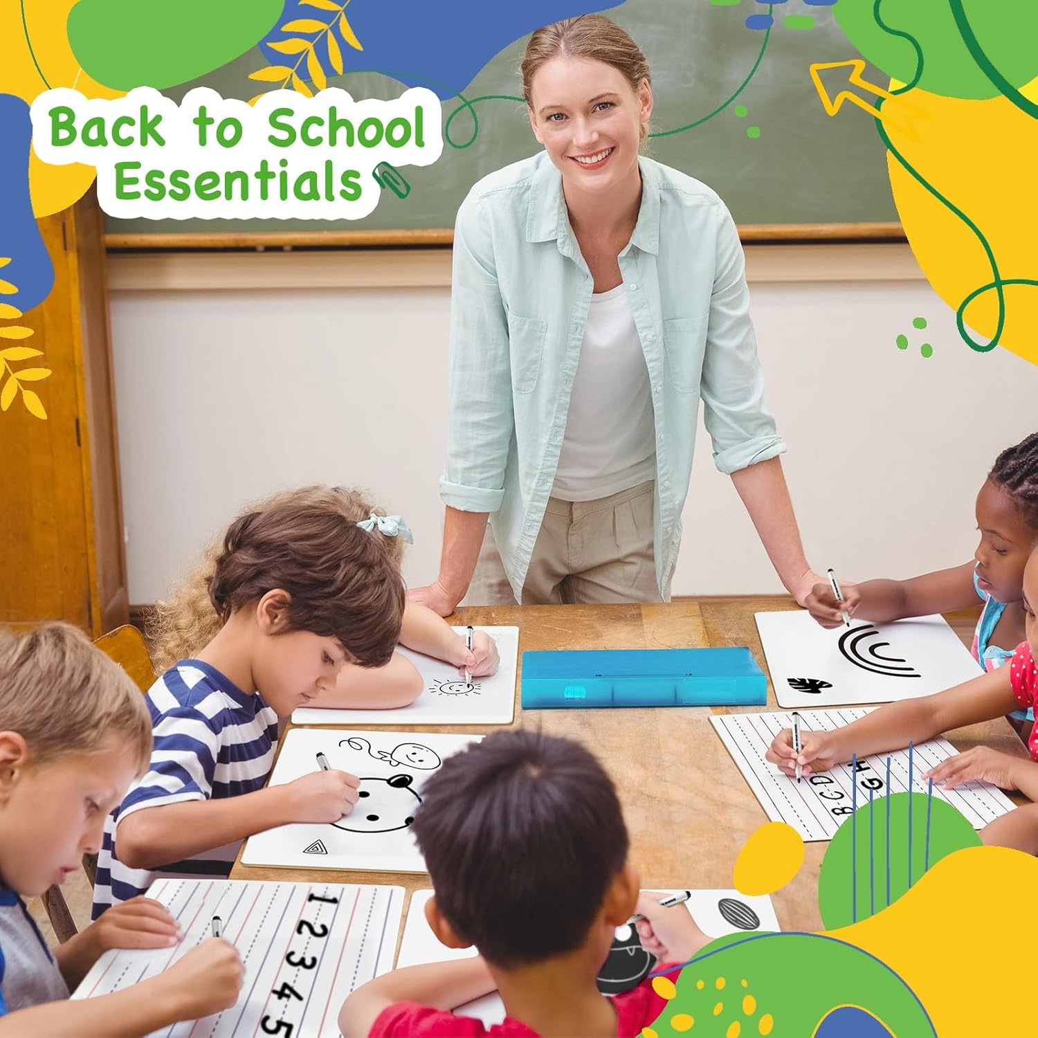 image:imageOhuhu 25 Pack LinedPlain Dry Erase Boards 9x12 DoubleSided White Board Class Set Includes 25 Mini Whiteboards 25 Black Markers and 25 Erasers for Classroom School Office Students Teachers