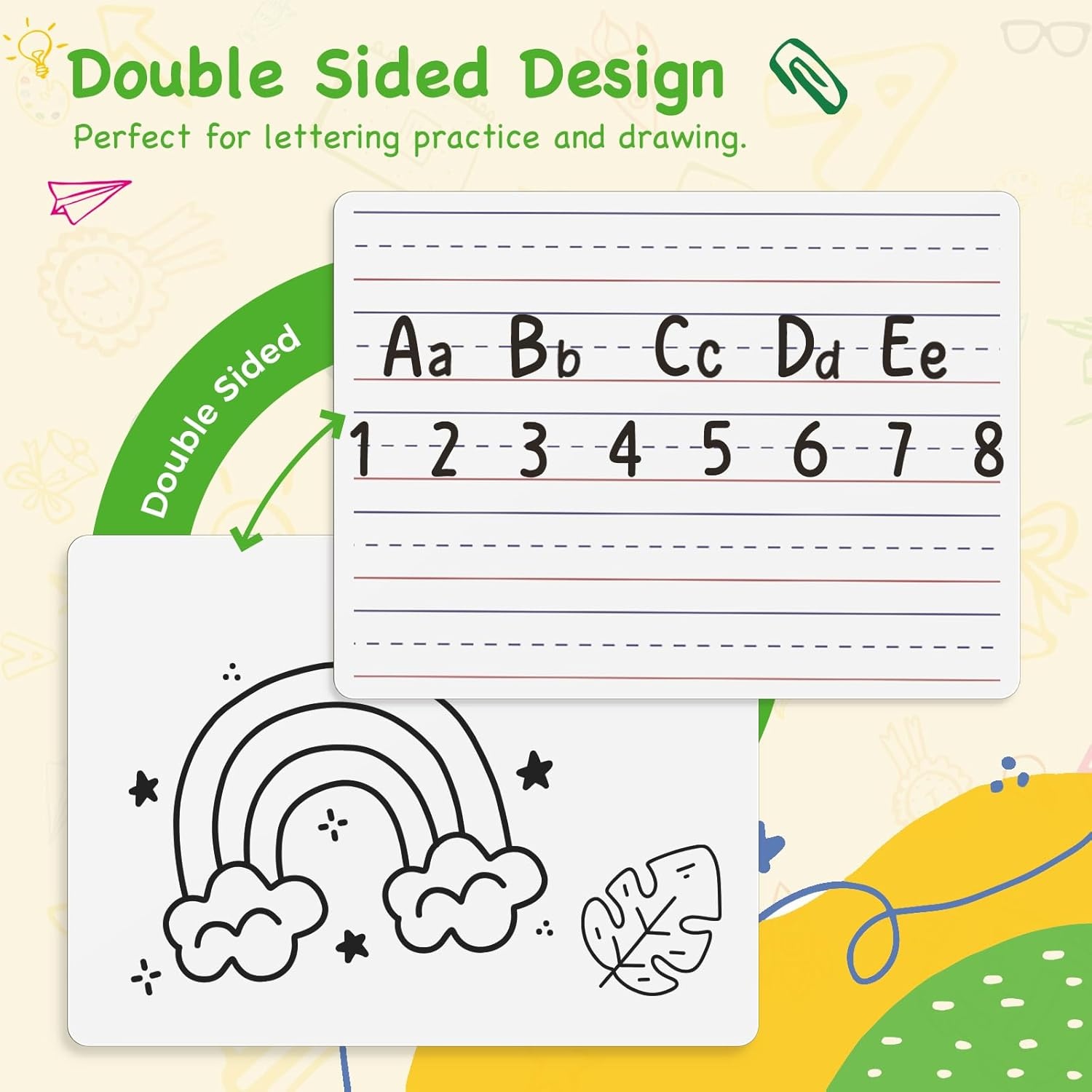 image:imageOhuhu 25 Pack LinedPlain Dry Erase Boards 9x12 DoubleSided White Board Class Set Includes 25 Mini Whiteboards 25 Black Markers and 25 Erasers for Classroom School Office Students Teachers