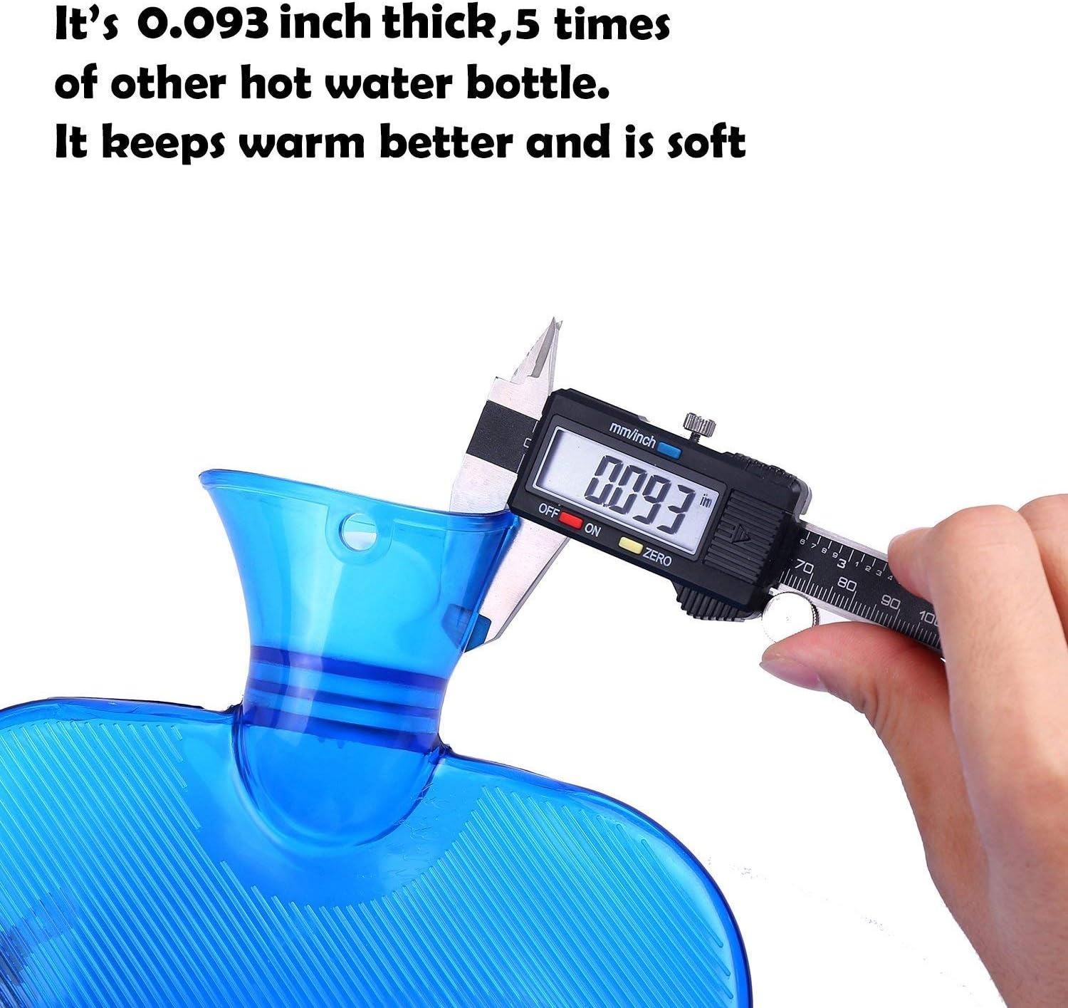 image:imageOhuhu 2L Hot Water Bottle for Pain Relief Hot Therapy Classic Transparent Blue Hot Water Bottles