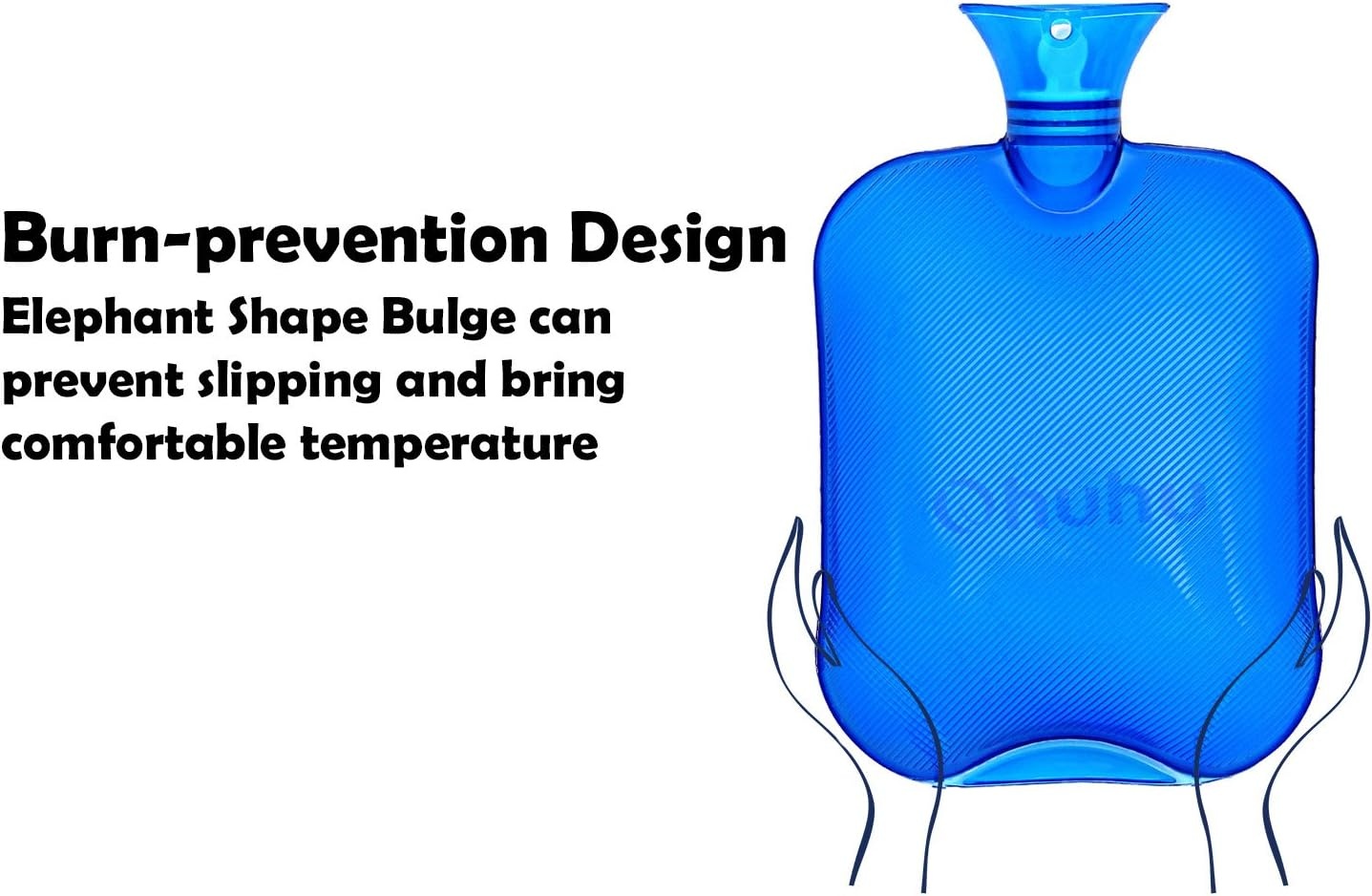 image:imageOhuhu 2L Hot Water Bottle for Pain Relief Hot Therapy Classic Transparent Blue Hot Water Bottles