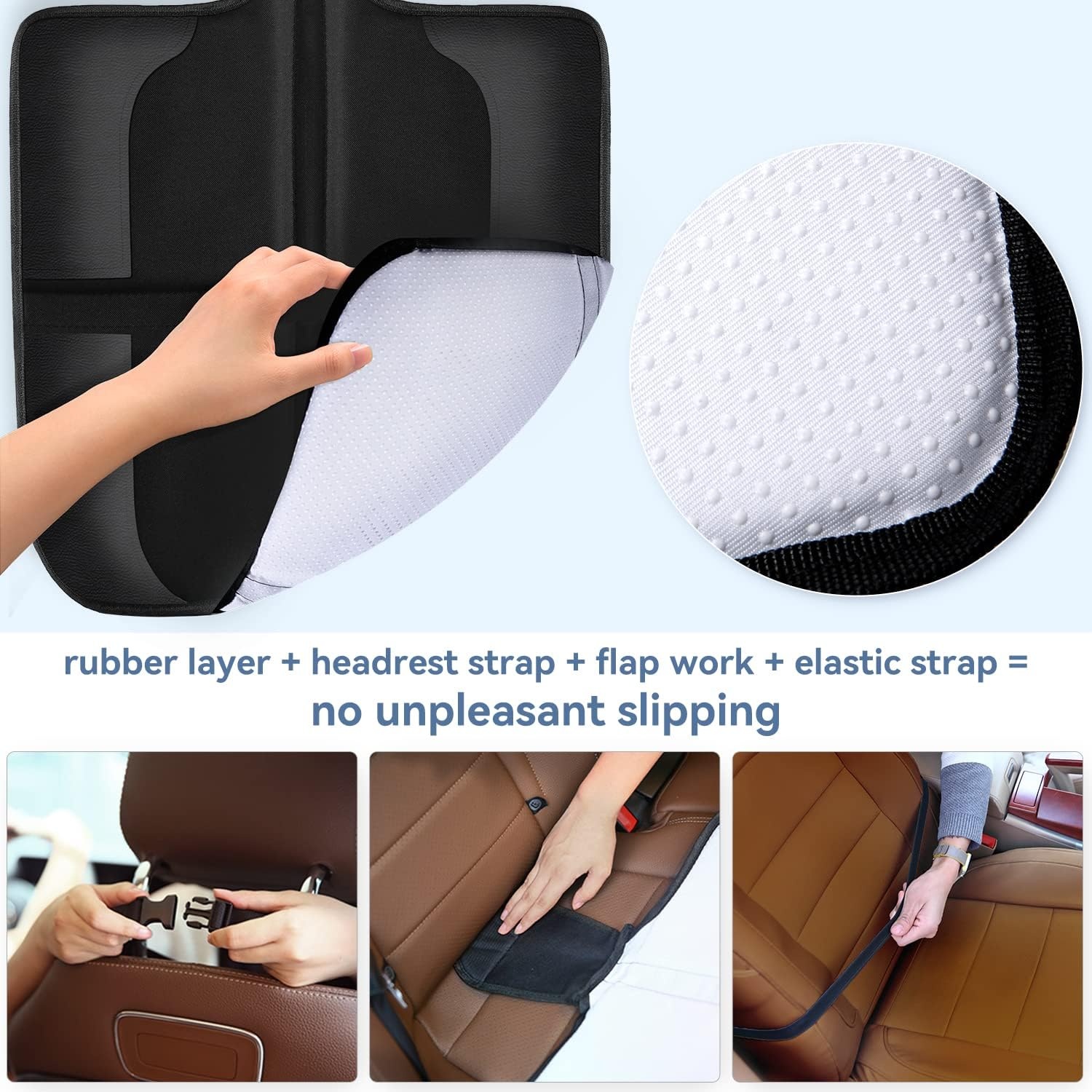 image:imageOhuhu 4 Packs Baby Child Car Seat Protectors and Kick Mat Car Back Seat Cover 2 Sets Auto Seat Cover for Carseats and Kids Kick Mats with Backseat Organizer