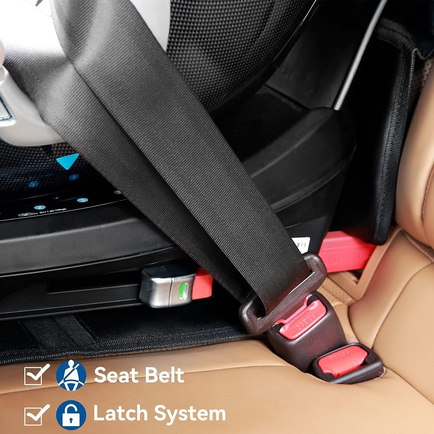 image:imageOhuhu 4 Packs Baby Child Car Seat Protectors and Kick Mat Car Back Seat Cover 2 Sets Auto Seat Cover for Carseats and Kids Kick Mats with Backseat Organizer