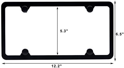 image:imageOhuhu Black License Plate Frames 4 Hole Matte Aluminum 2 PCS Slim License Plate Frame with Screws Caps Black