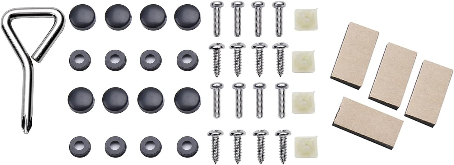 image:imageOhuhu Black License Plate Frames 4 Hole Matte Aluminum 2 PCS Slim License Plate Frame with Screws Caps Black