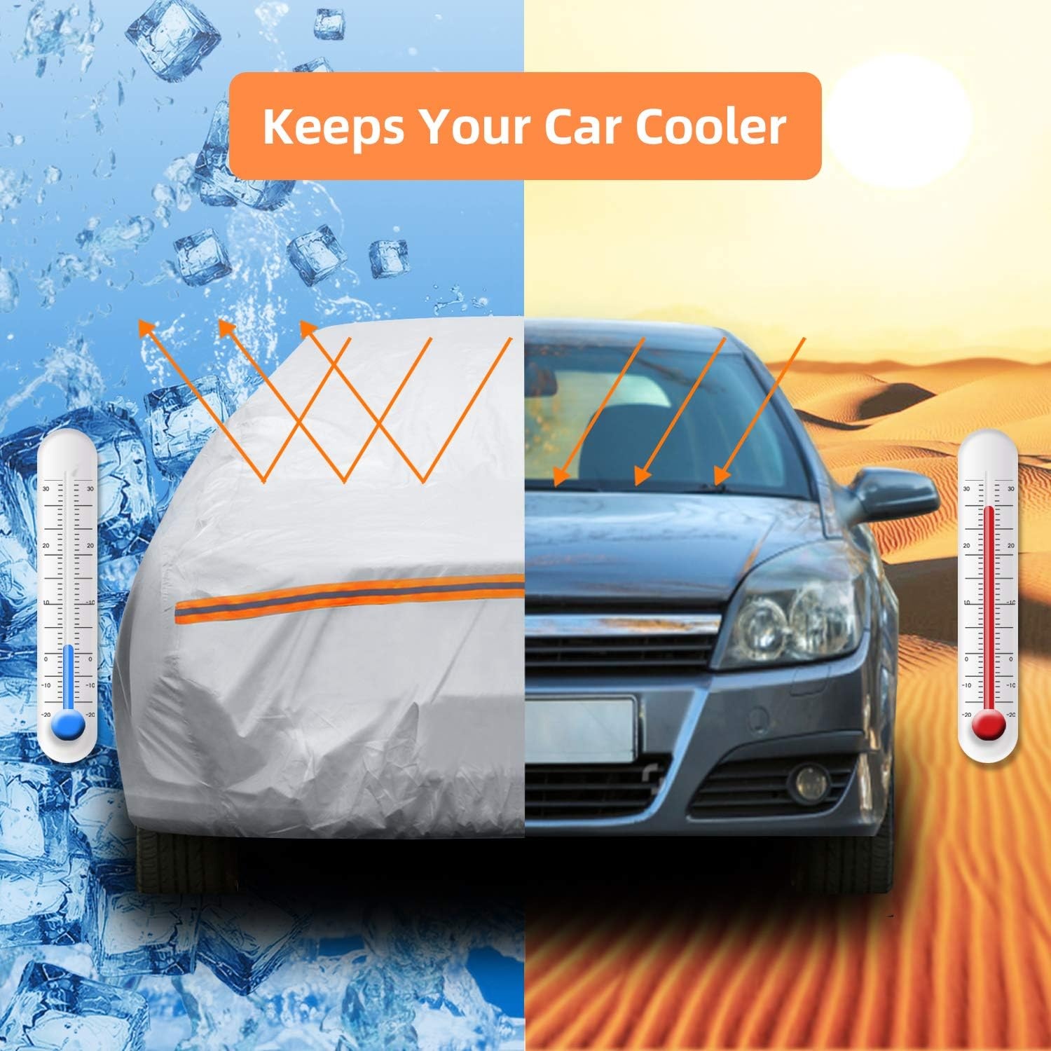 image:imageOhuhu Car Cover for Sedan 191201 Upgraded Car Covers Universal Auto Vehicle Cover for Sedan Windproof Dustproof UV Protection Scratch Resistant