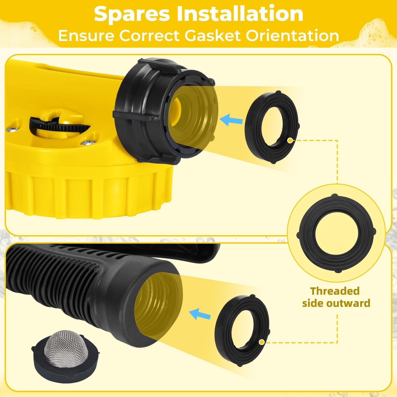 image:imageOhuhu Car Wash Foam Gun Car Wash Soap Sprayer with 38 Connector amp Washing Mitts Dual Filtration 6 Levels of Foam Concentration Quick Connect to Most Garden Hose Yellow