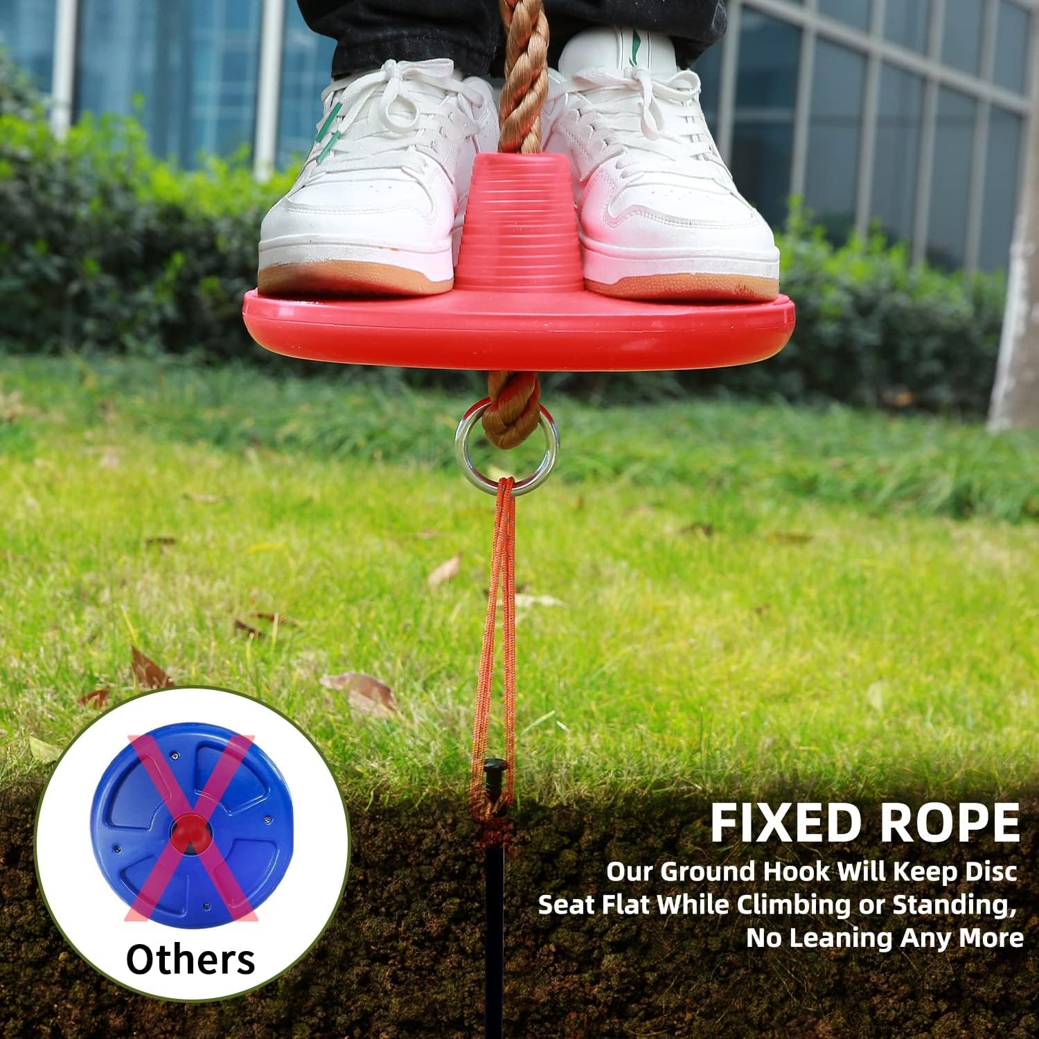 image:imageOhuhu Climbing Rope Tree Swing with Platforms and Disc Swings Seat Playground Outdoor Flying Swing for Kids Easy Install Great for Playground Swing Backyard