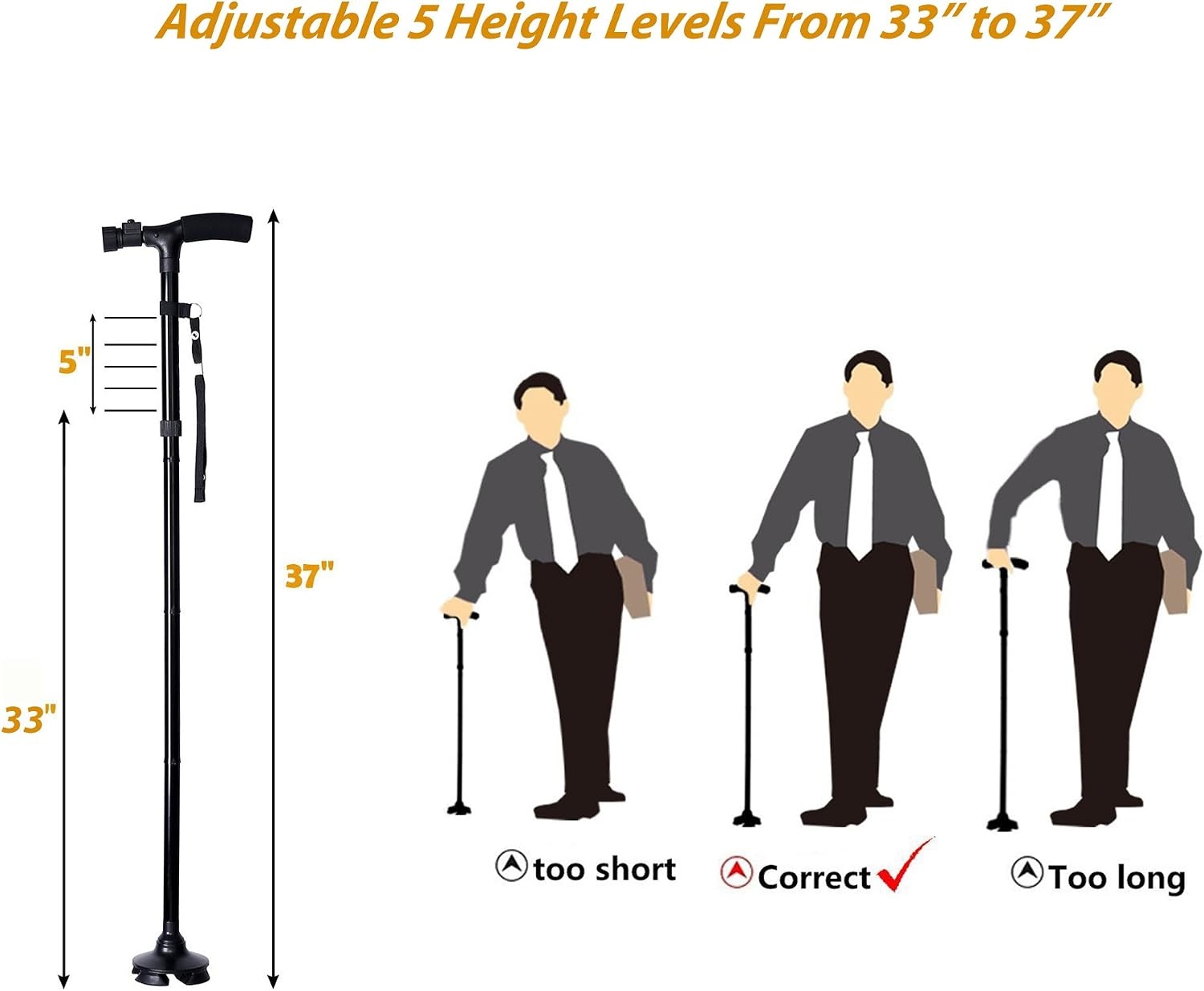 image:imageOhuhu Folding Cane with LED Light Foldable Walking Cane for Men Women Adjustable Walking Stick with Carrying Bag for Fathers Mothers Gift