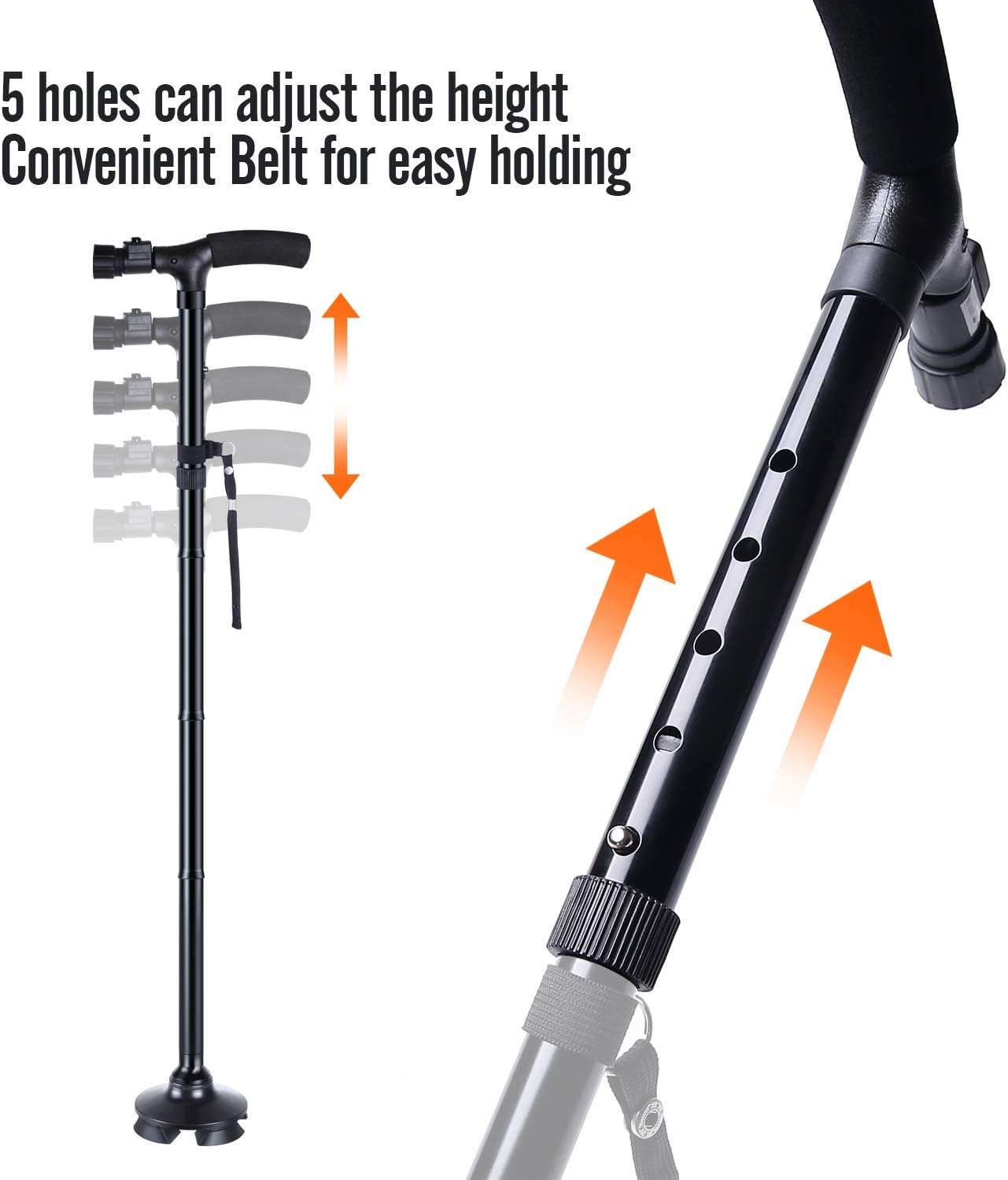 image:imageOhuhu Folding Cane with LED Light Foldable Walking Cane for Men Women Adjustable Walking Stick with Carrying Bag for Fathers Mothers Gift